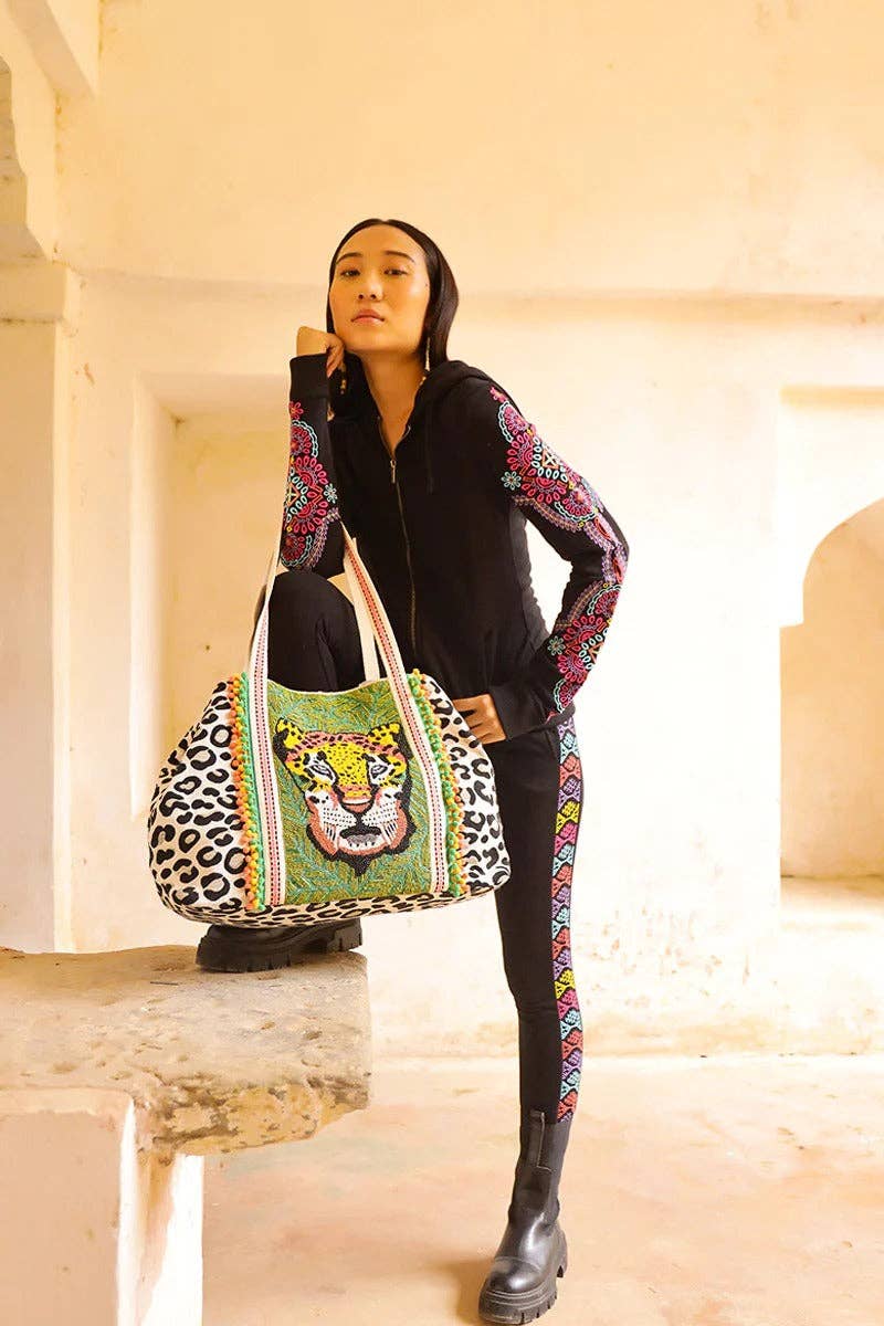 Leopard Embellished Tote