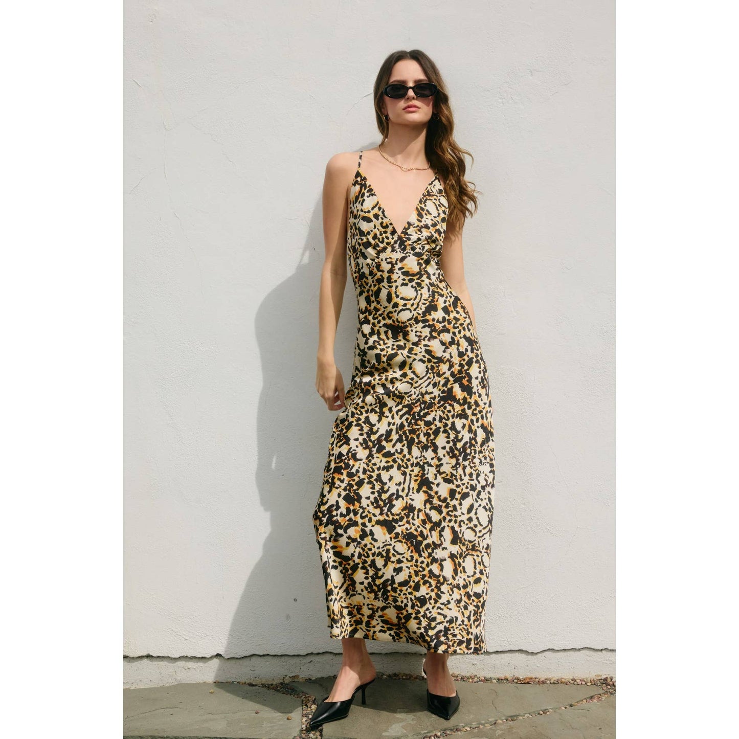 Abstract Animal Cross Back Maxi Dress