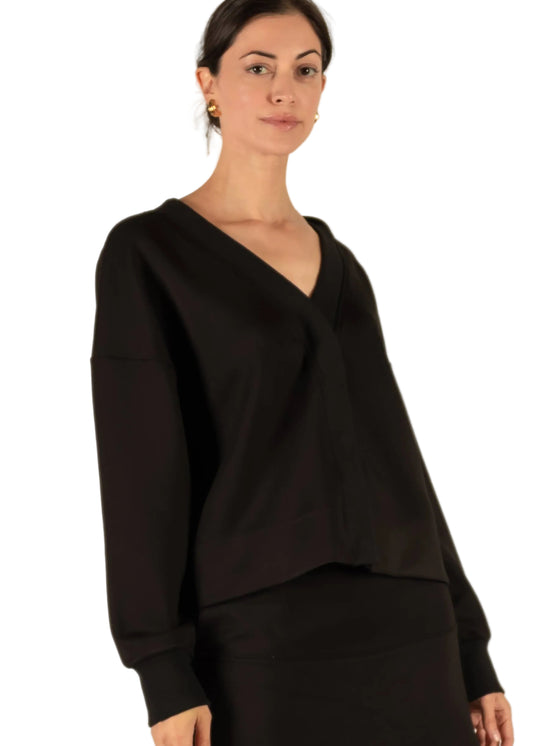 Butter Modal Rib Contrast Oversized Cropped Cardigan