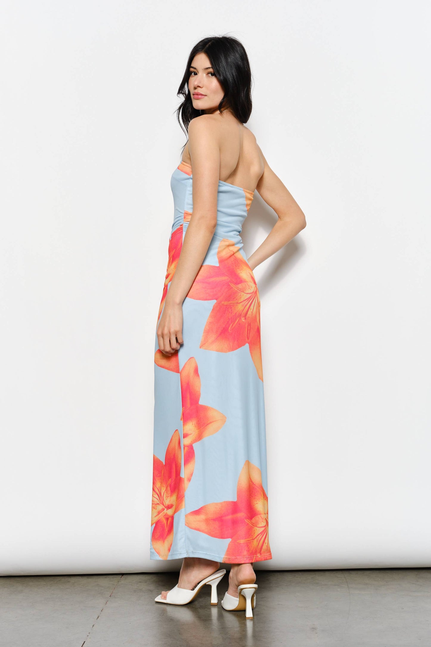 Oversized Floral Mesh Maxi Dress