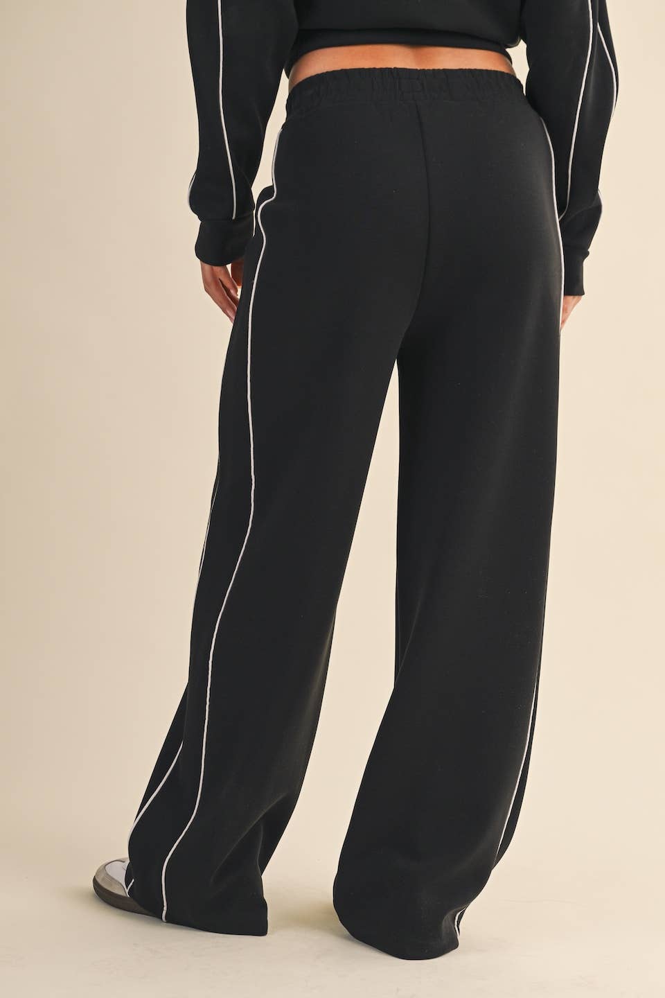 Super Soft Air Scuba Wide Leg Pants with Side Piping