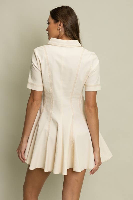 Collared Fit & Flare Mini Dress