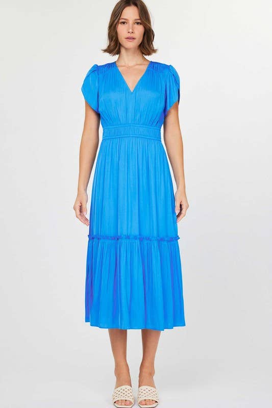 V-neck Tiered Midi Dress