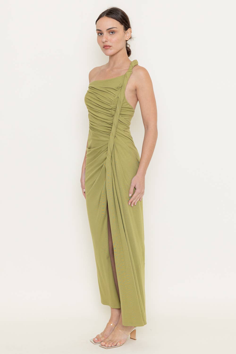 Draped One Shoulder Maxi Dress