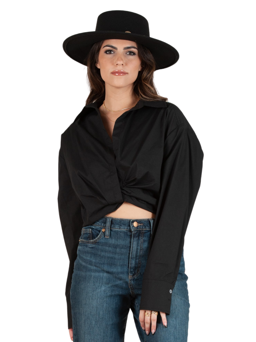 Poplin Twist Front Shirt