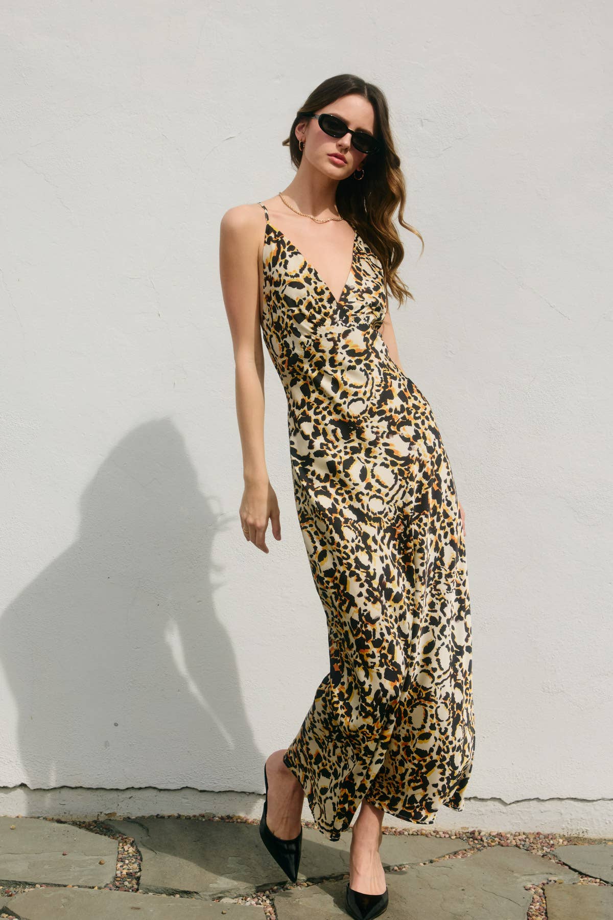 Abstract Animal Cross Back Maxi Dress