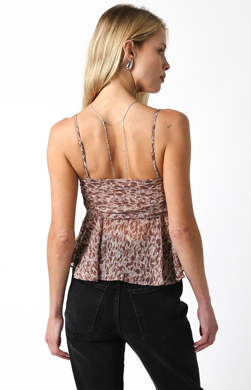 Abstract Leopard Flounce Tube Top