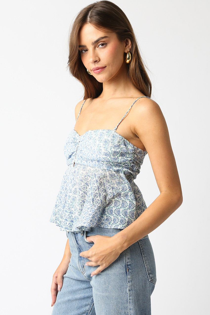 Scarf Print Flounce Top