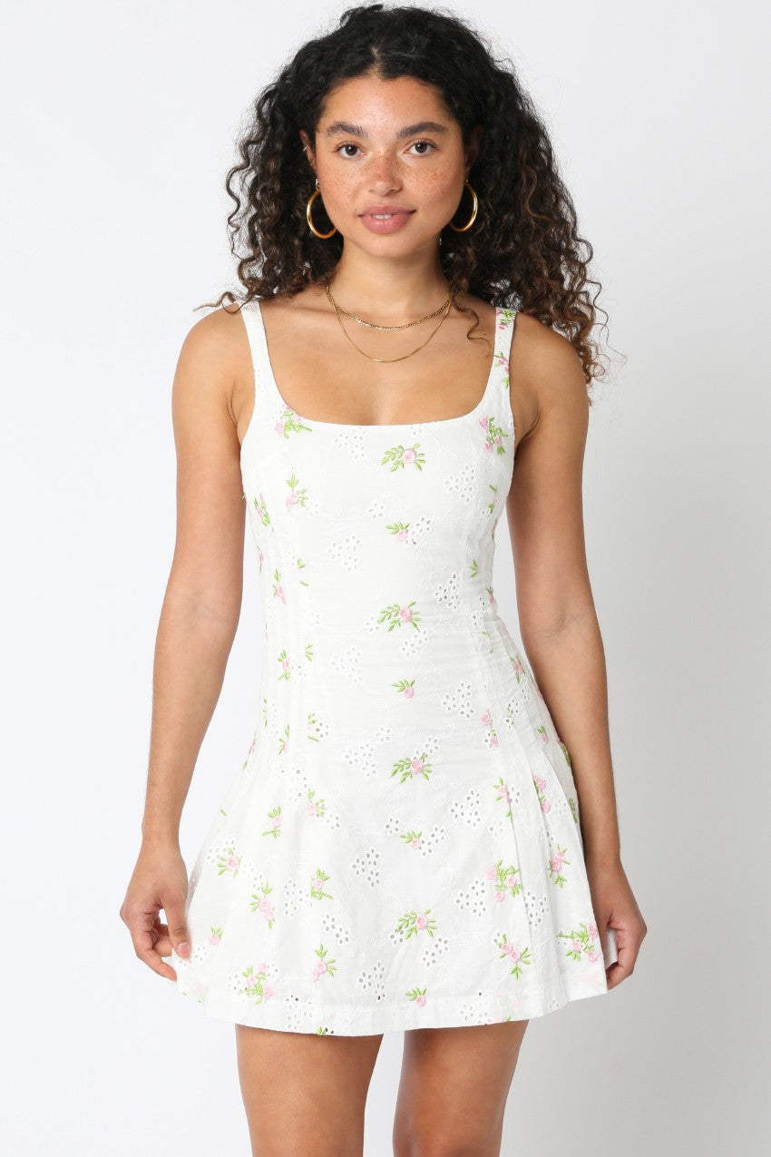 Floral Eyelet Mini Dress