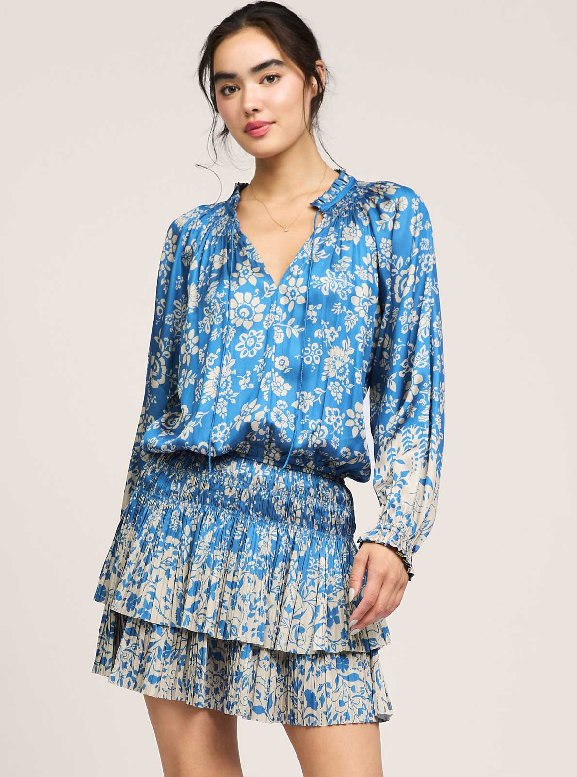 Floral Printed Pleated Mini Dress