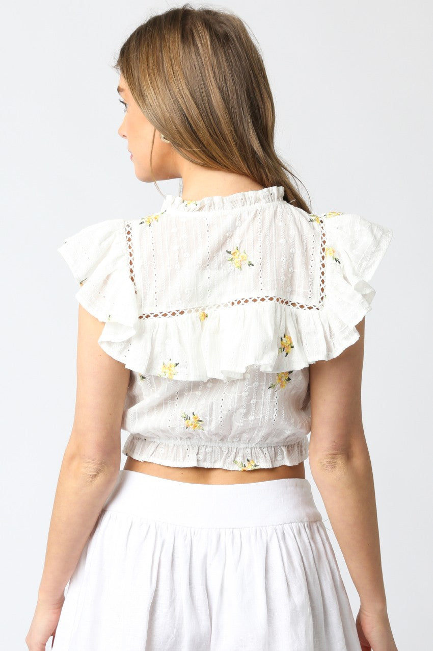 Button Front Ruffle Top