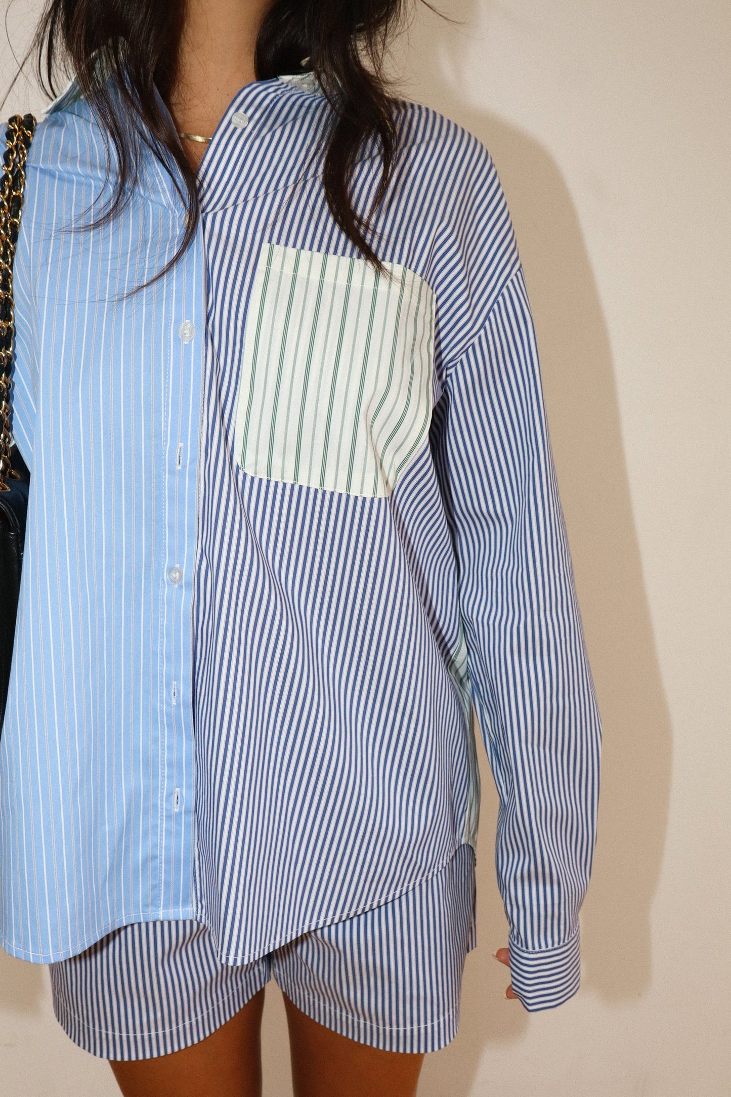 Mixed Stripe Patch Pocket Shirt
