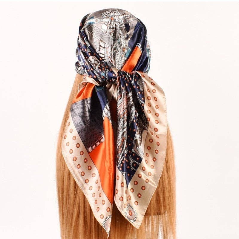 Abstract Belt Printed Satin Scarf