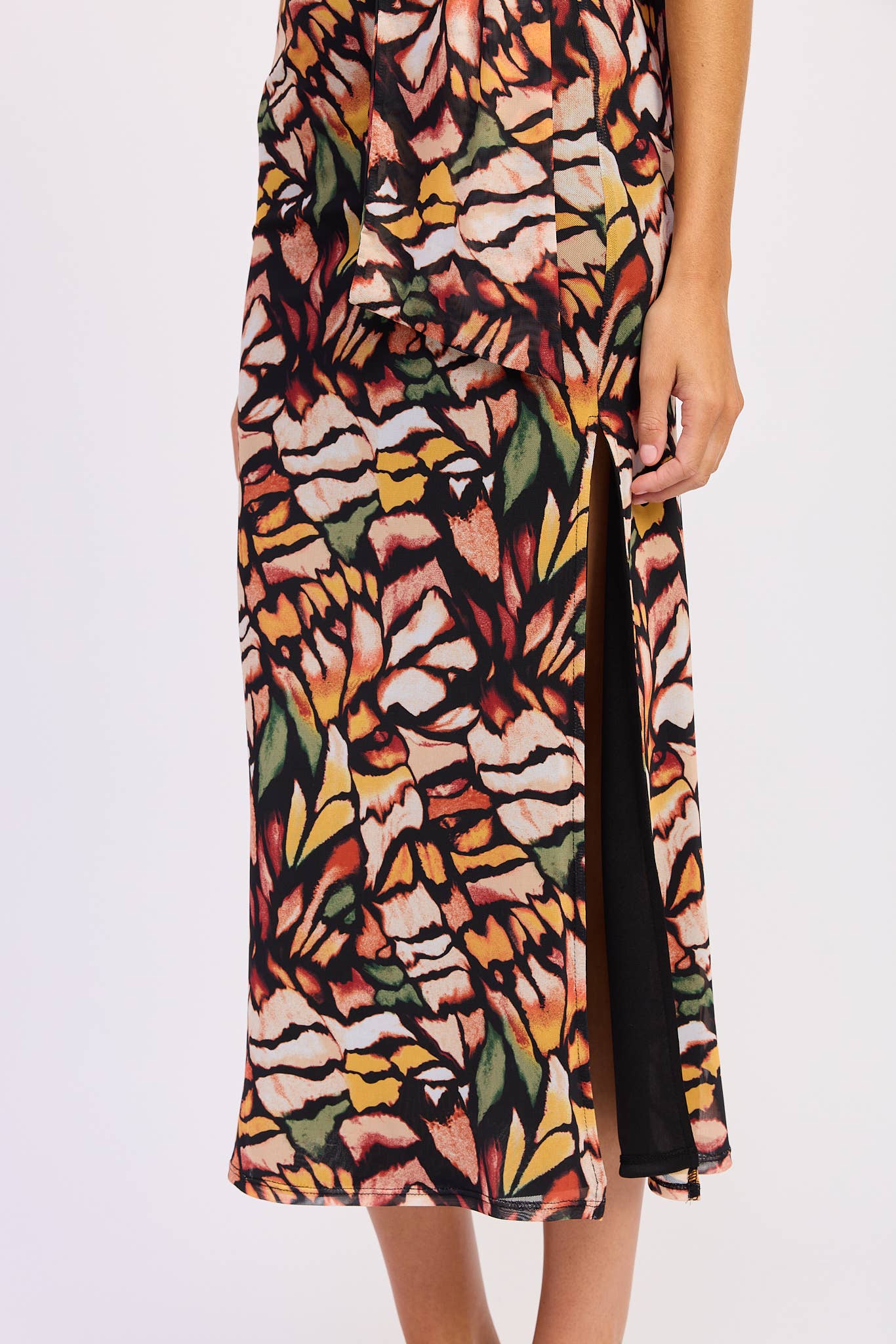 Butterfly Midi Dress with Scarf