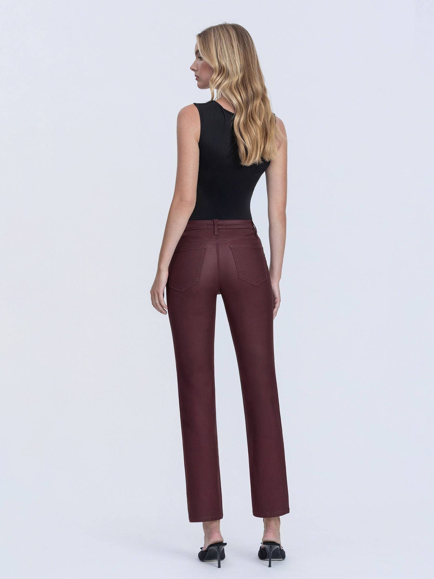 Burgundy Coated Jeans