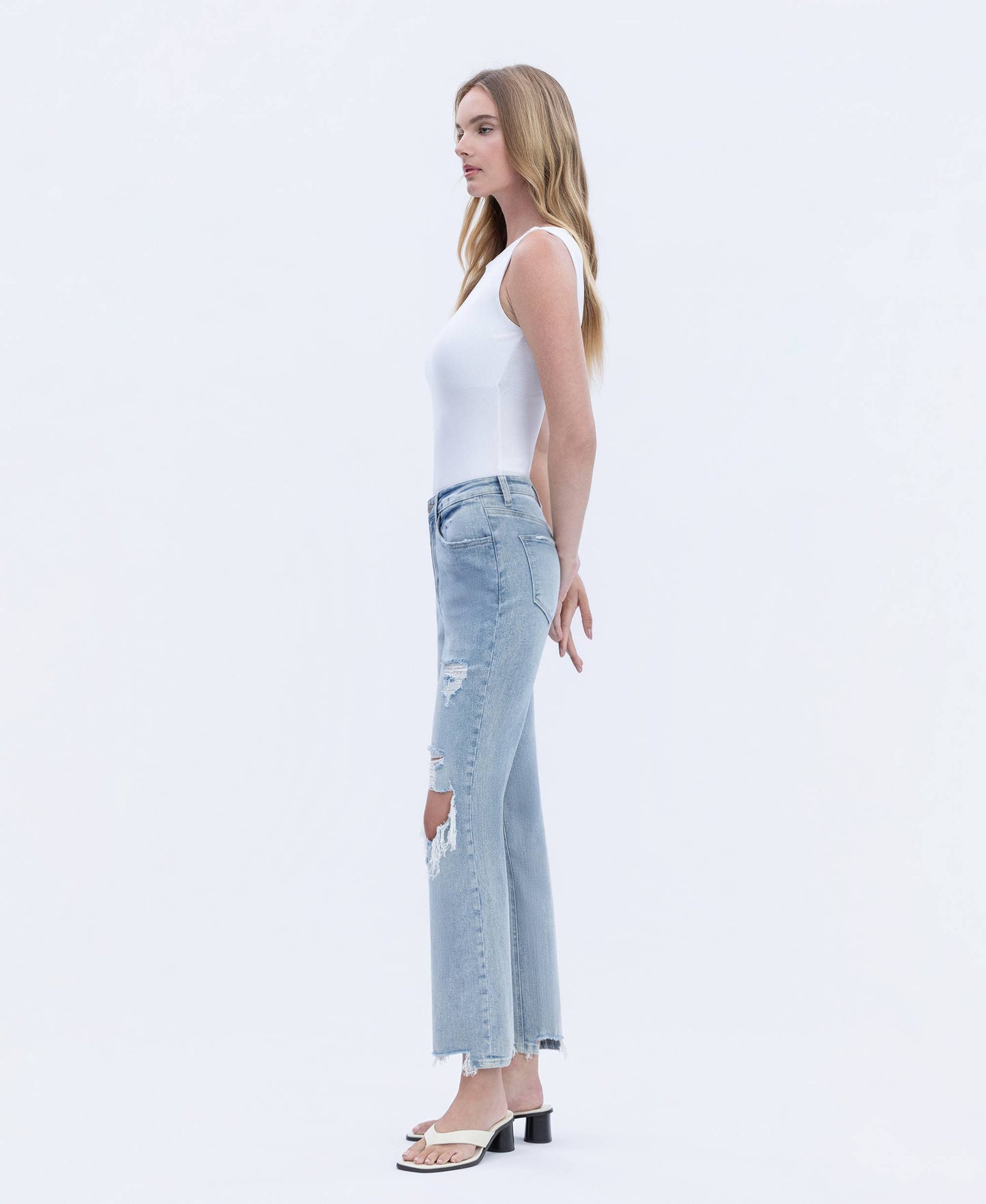 High Rise Distressed Dad Jeans