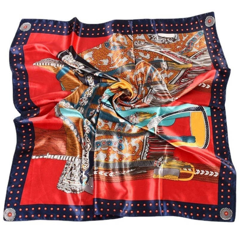Abstract Belt Printed Satin Scarf