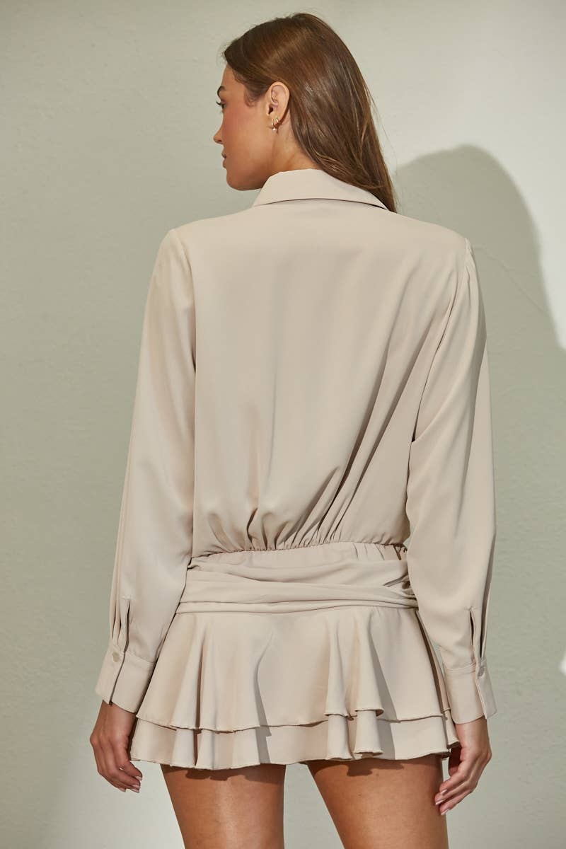 Tiered Ruffle Hem Shirt Dress
