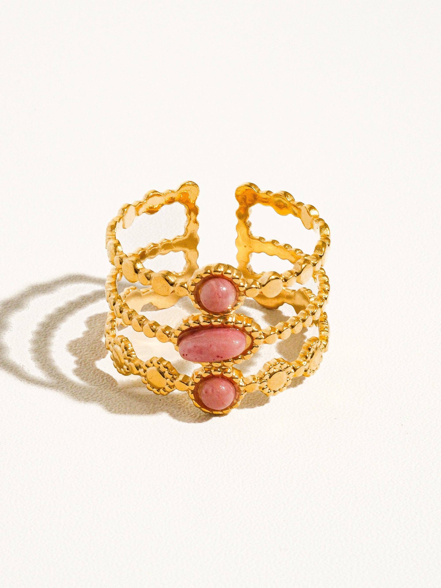 Trilayer Adjustable Stone Ring