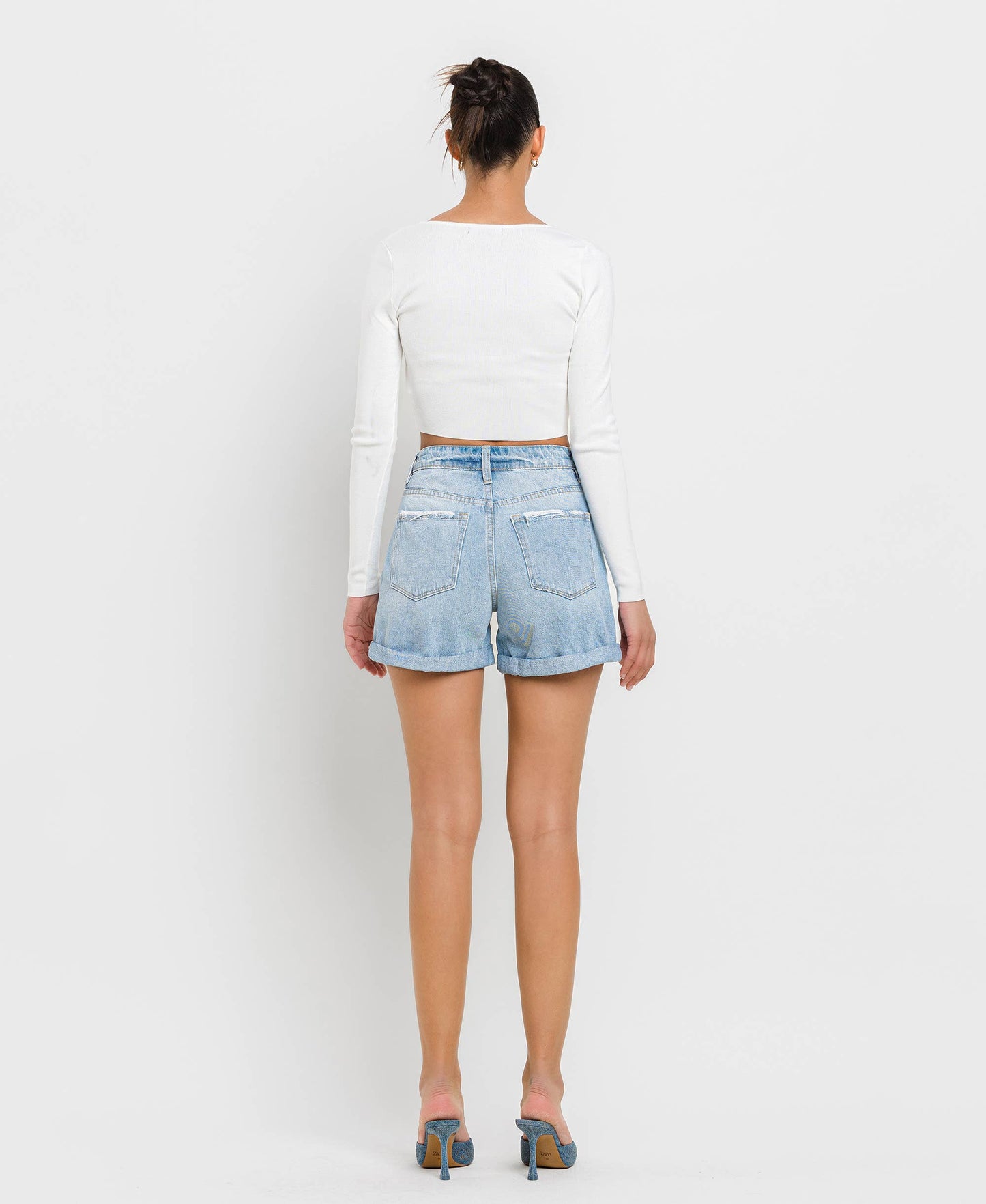 Mid Rise Cuffed Boyfriend Shorts