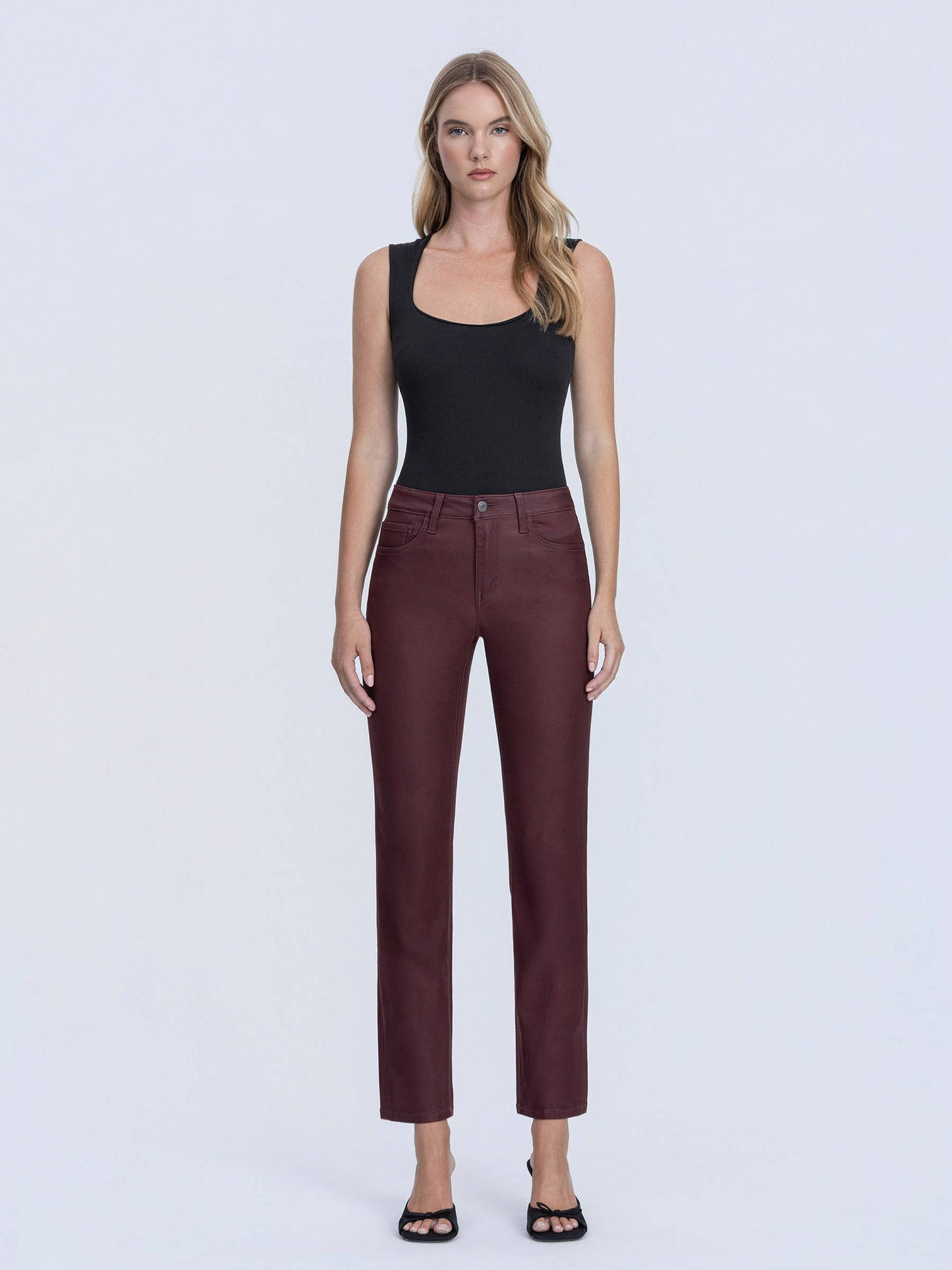 Burgundy Coated Jeans