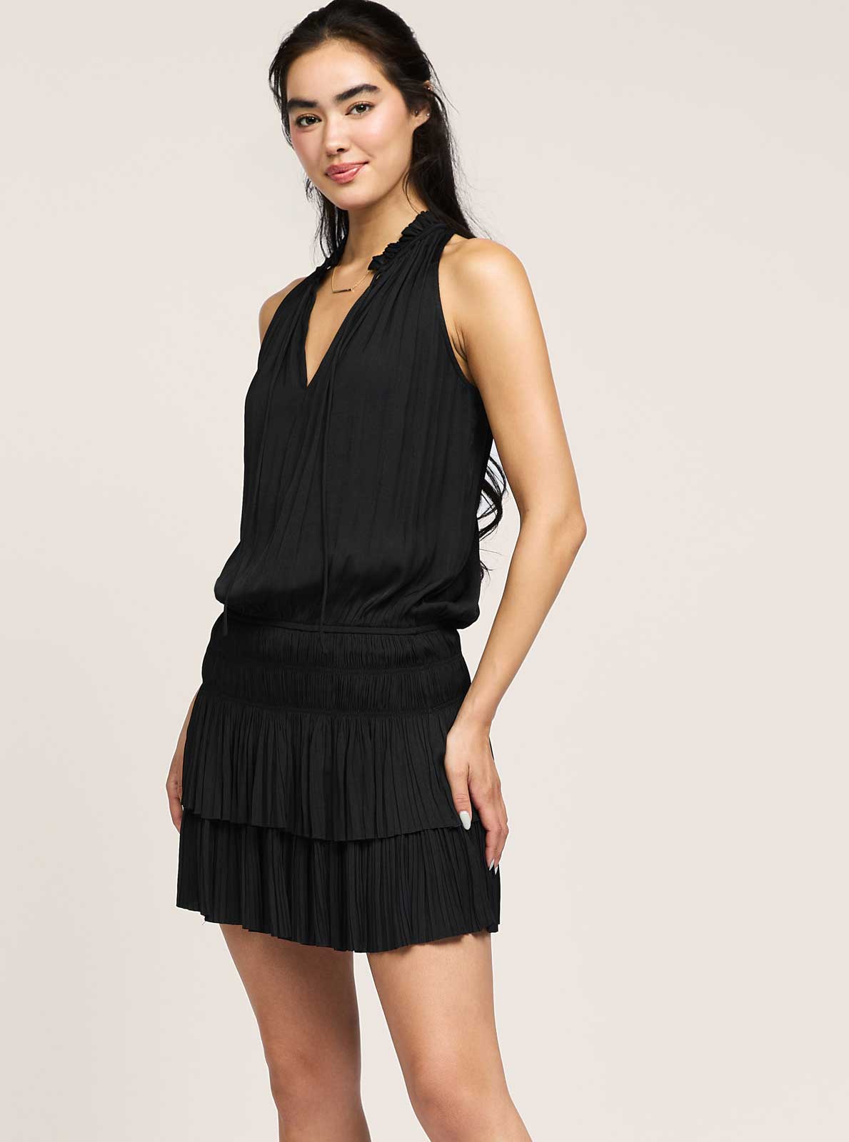 Sleeveless Pleated Mini Dress