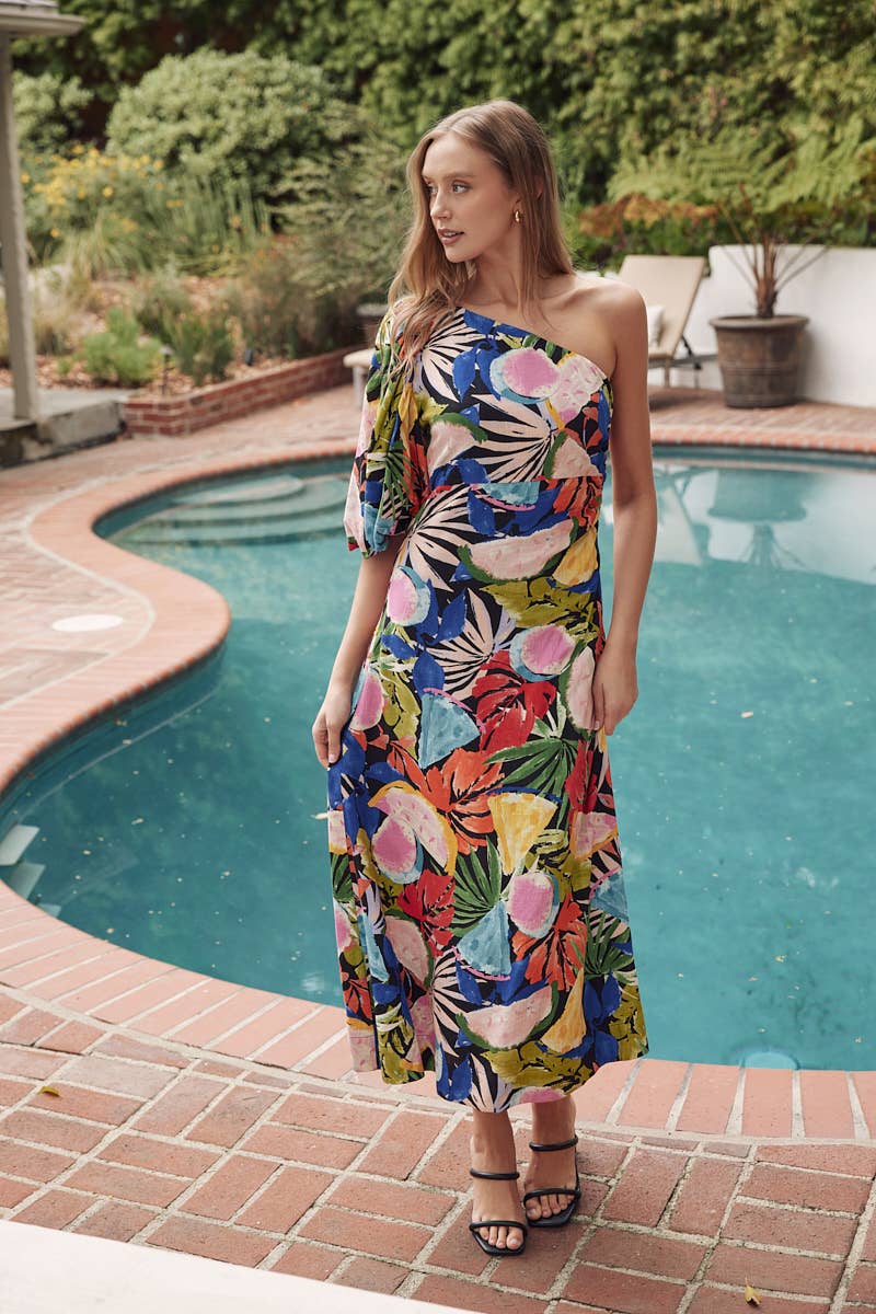 One Shoulder Maxi Dress