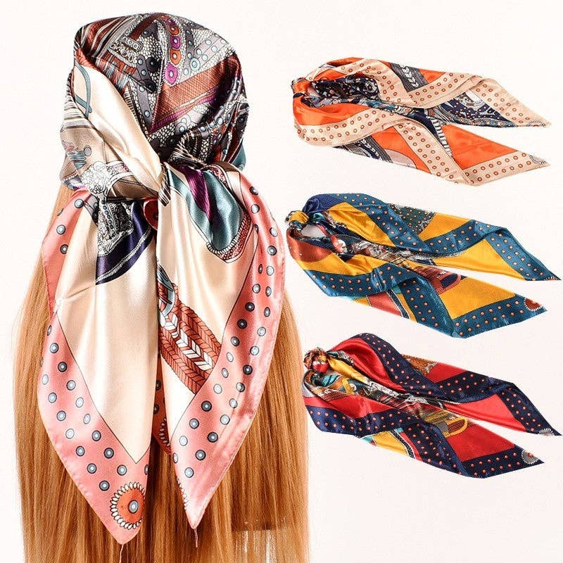 Abstract Belt Printed Satin Scarf