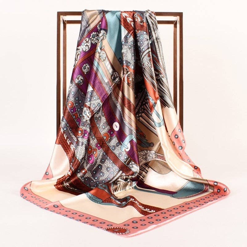 Abstract Belt Printed Satin Scarf