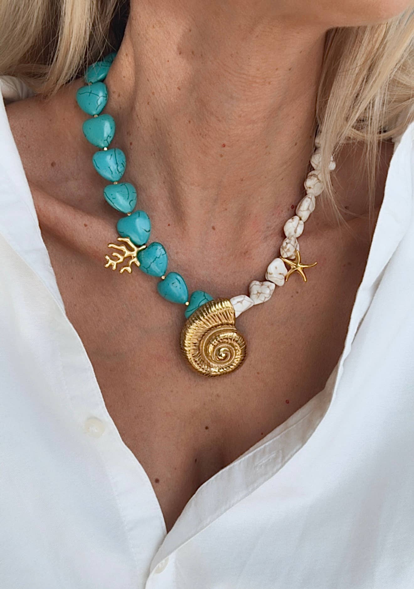 Gold Shell Statement Necklace