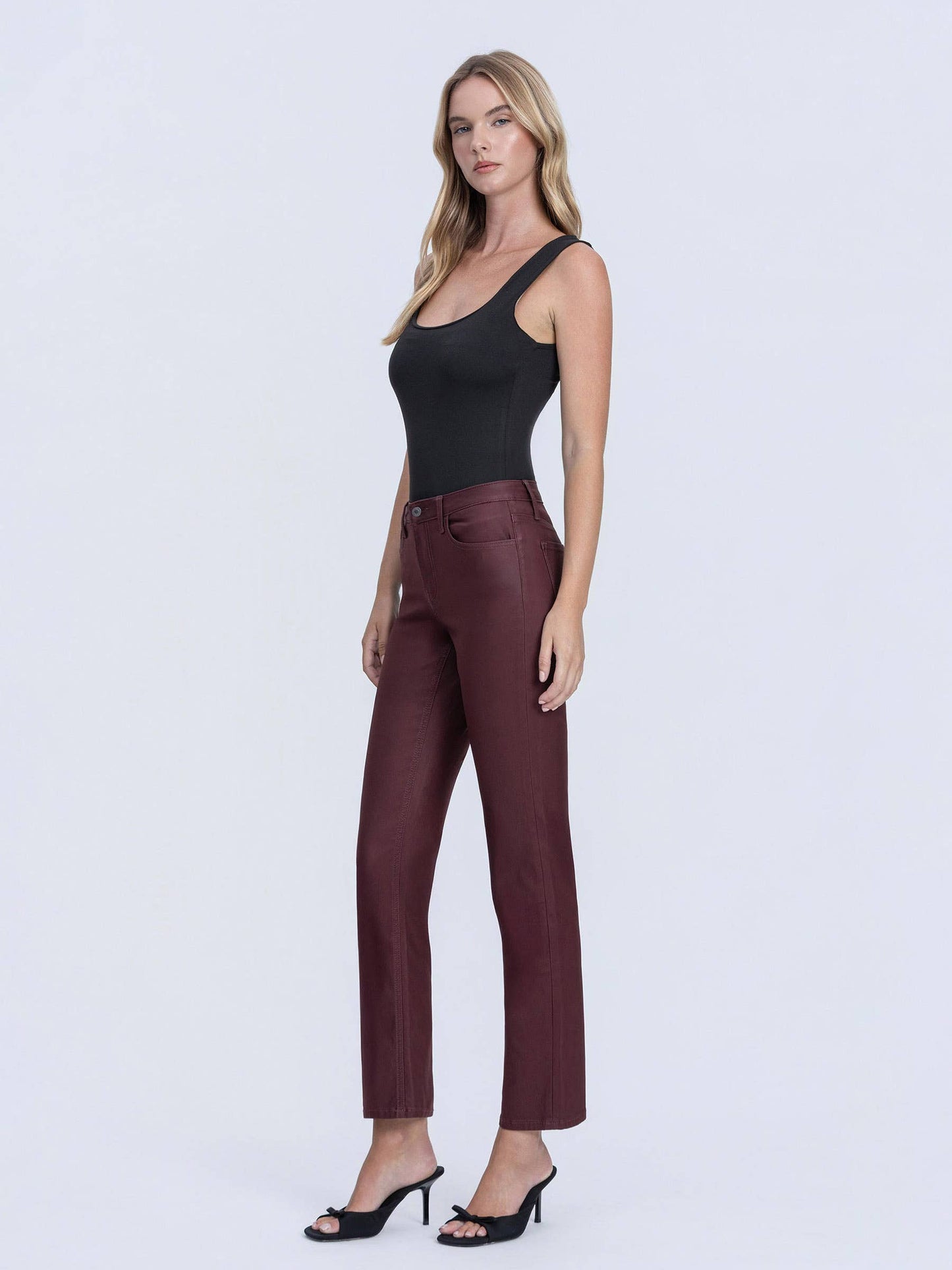Burgundy Coated Jeans