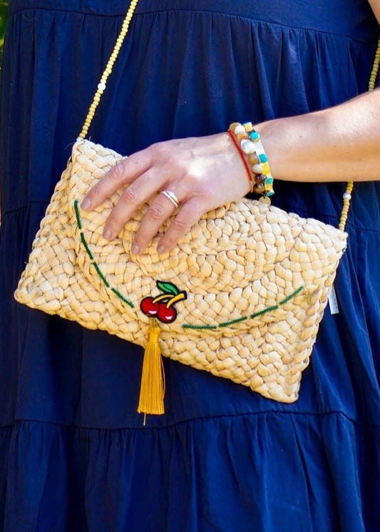 Straw Cherry Clutch