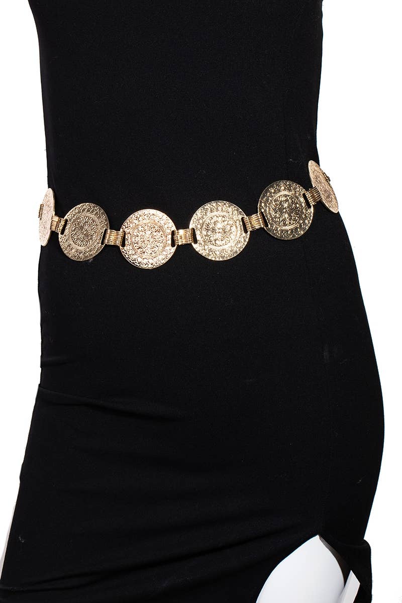 Large Metallic Coin Disc Chain Belt