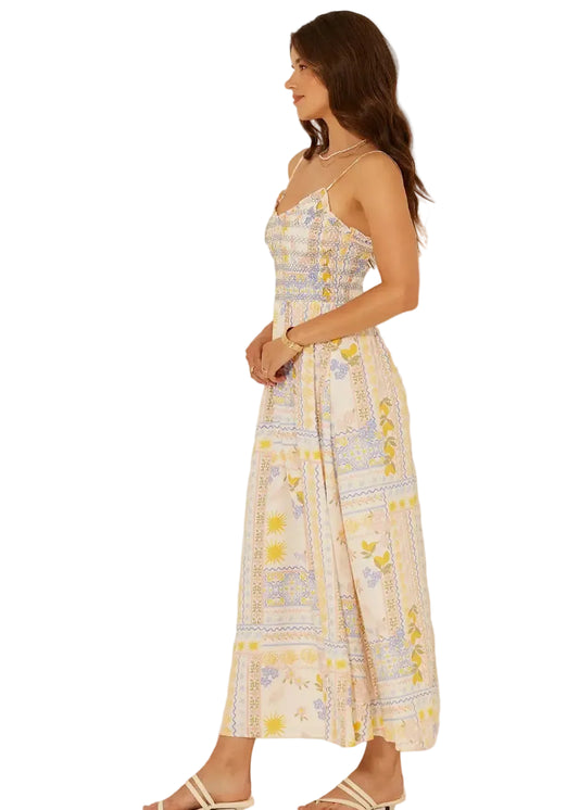 Amalfi Coast Italian Summer Smocked Maxi Dress