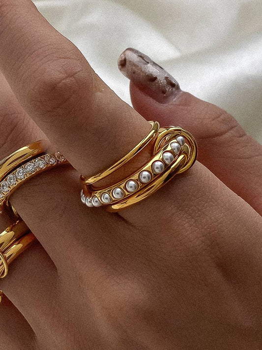 Multi Stack Pearl Band Ring