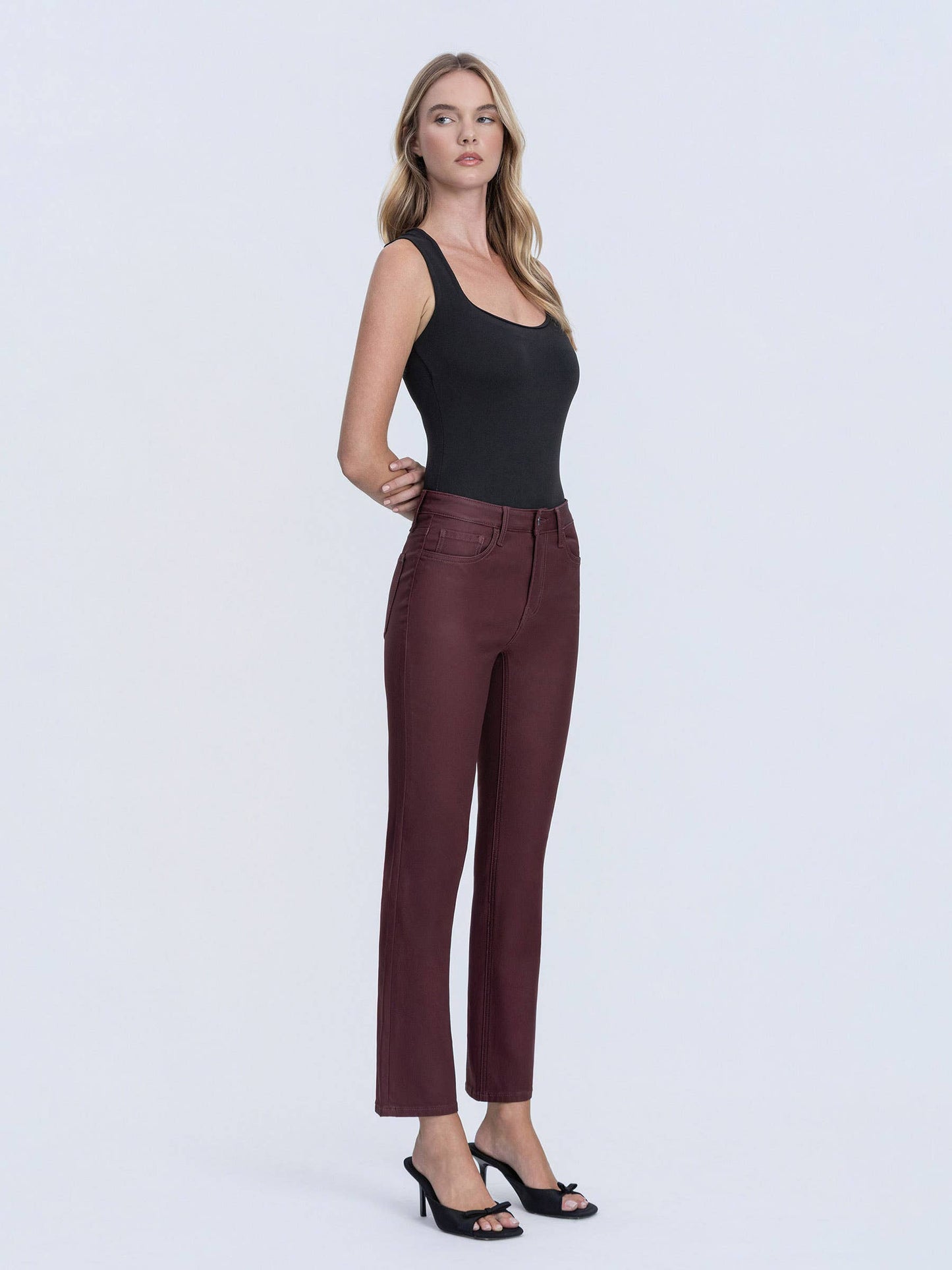 Burgundy Coated Jeans