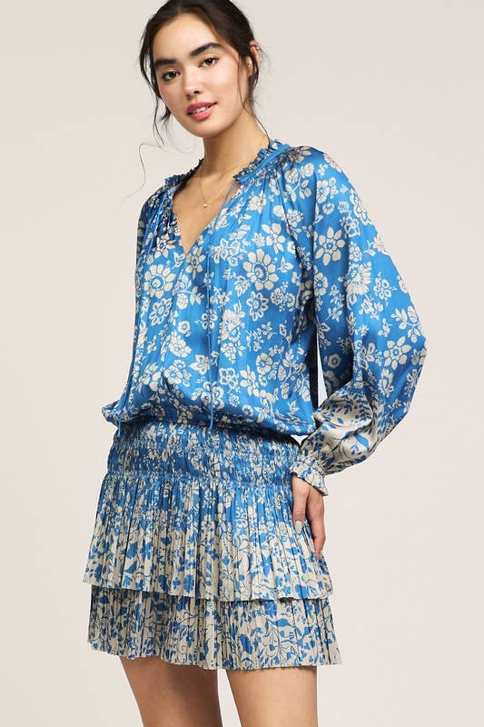 Floral Printed Pleated Mini Dress
