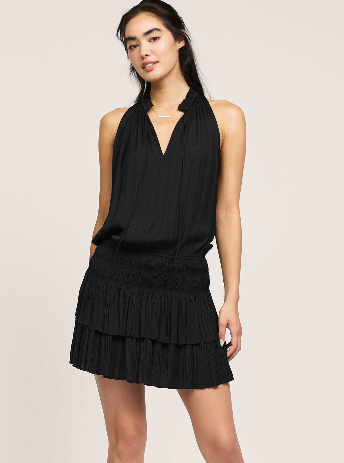 Sleeveless Pleated Mini Dress