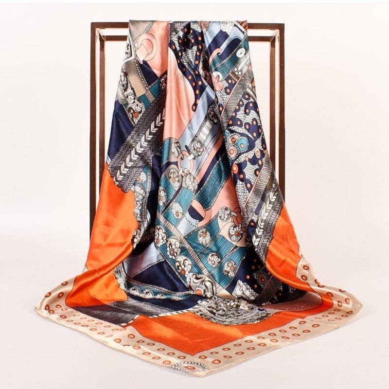 Abstract Belt Printed Satin Scarf