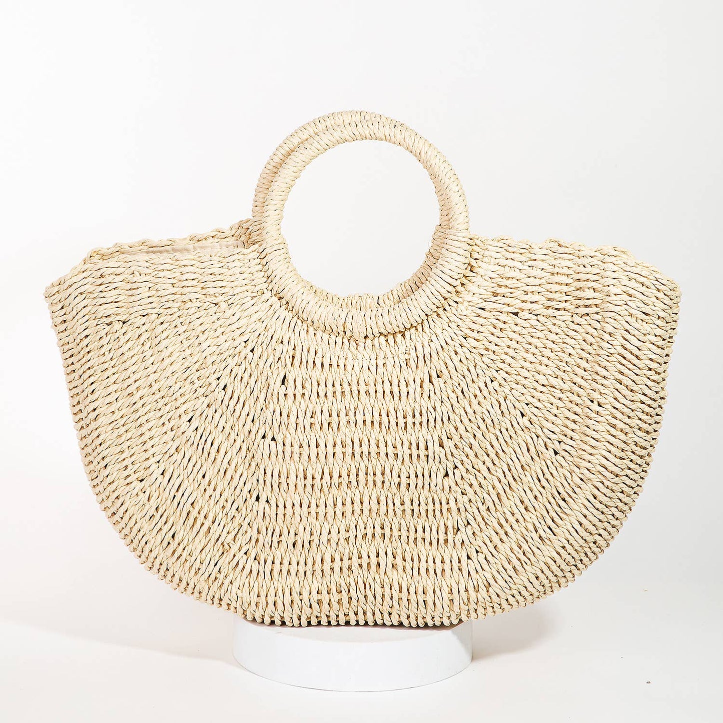 Half Moon Straw Tote Bag