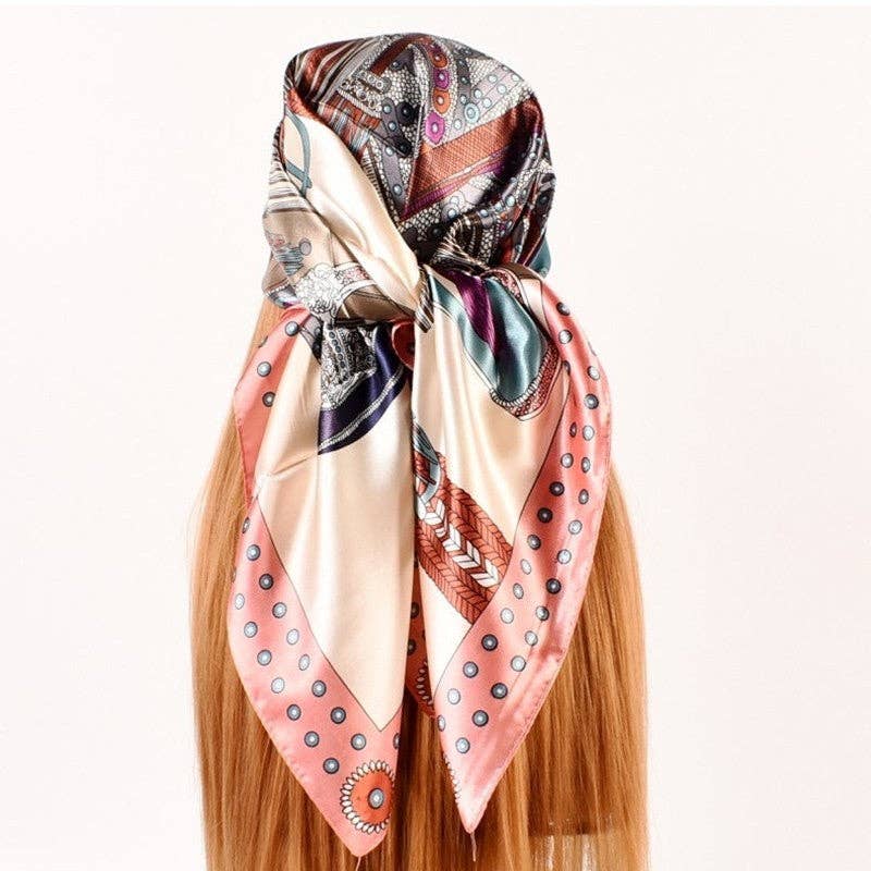 Abstract Belt Printed Satin Scarf