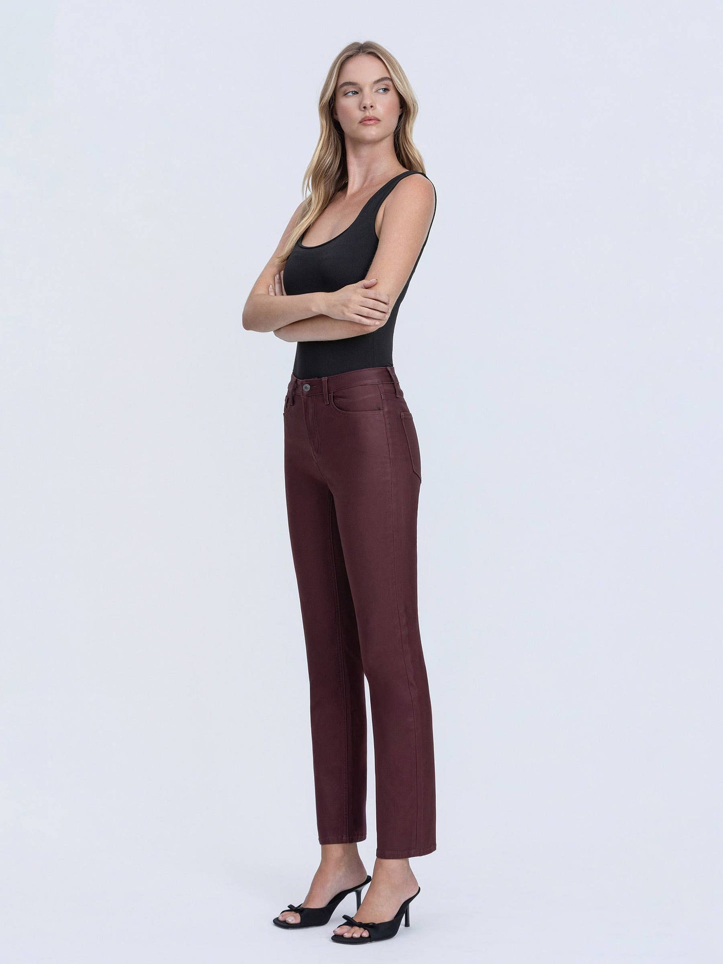 Burgundy Coated Jeans