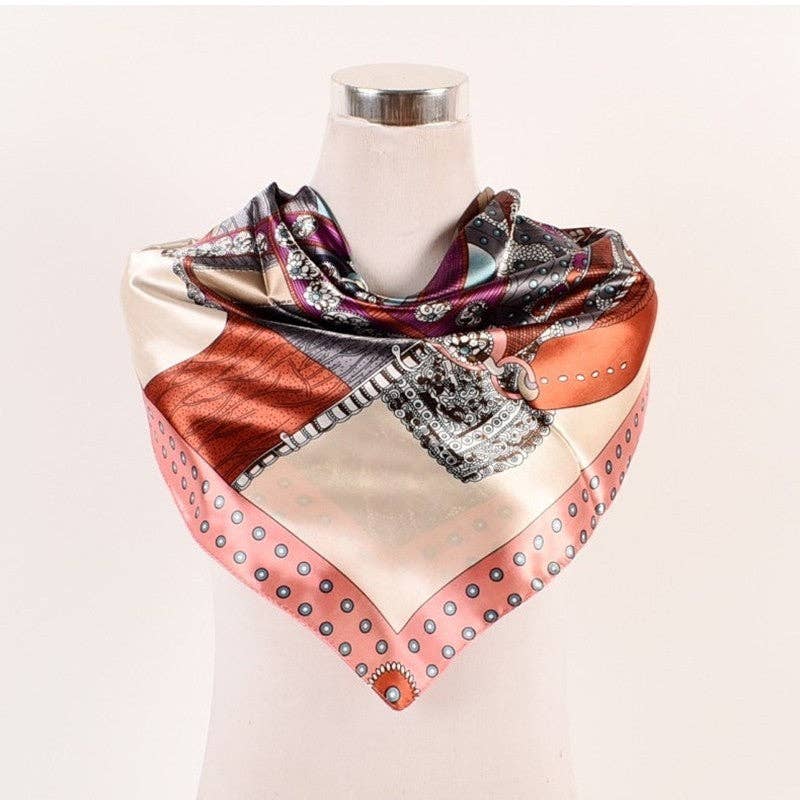 Abstract Belt Printed Satin Scarf
