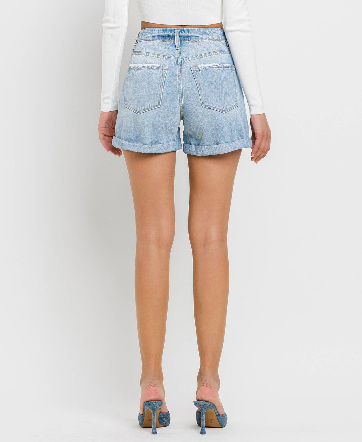 Mid Rise Cuffed Boyfriend Shorts