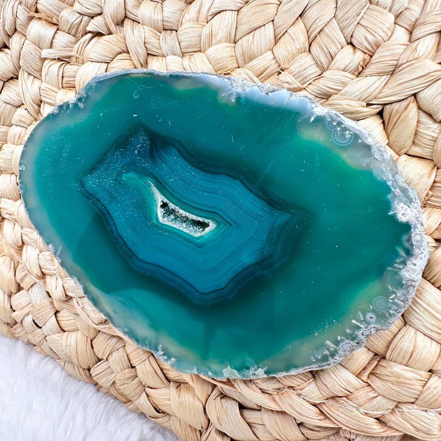 Straw Clutch with One of a kind Green Agate |