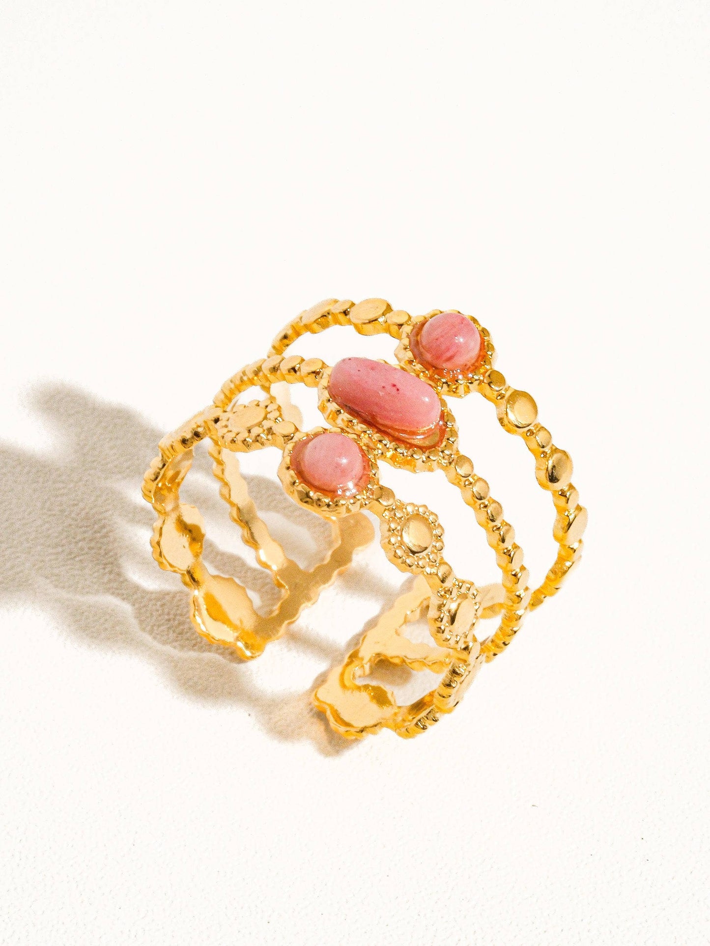 Trilayer Adjustable Stone Ring