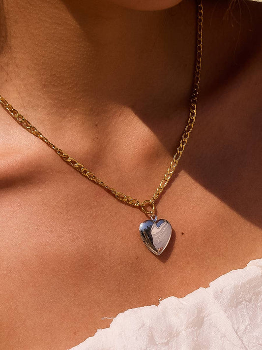 Two Tone Heart Locket Necklace