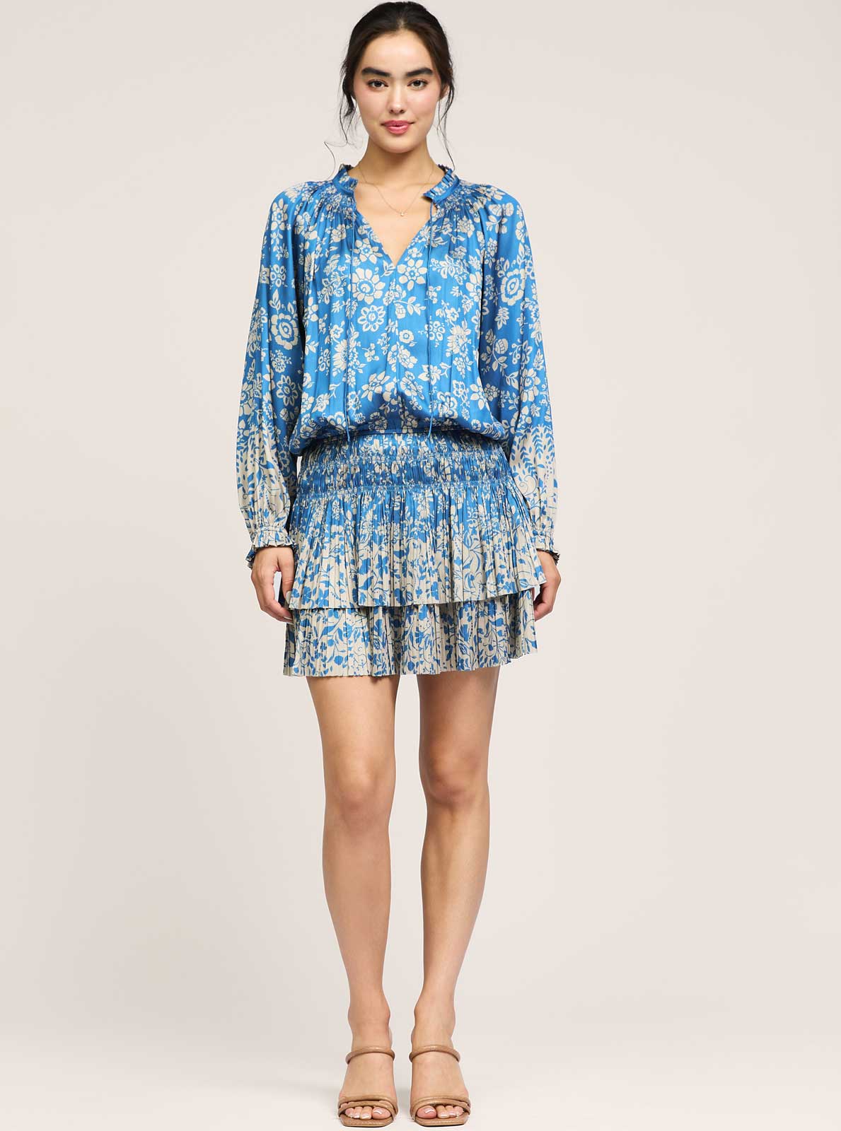 Floral Printed Pleated Mini Dress