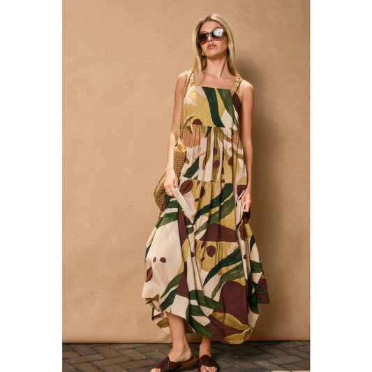 Fall Foliage Tiered Maxi Dress