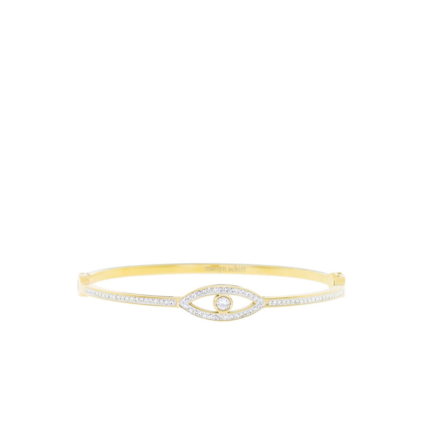 Crystal evil eye hinge bangle
